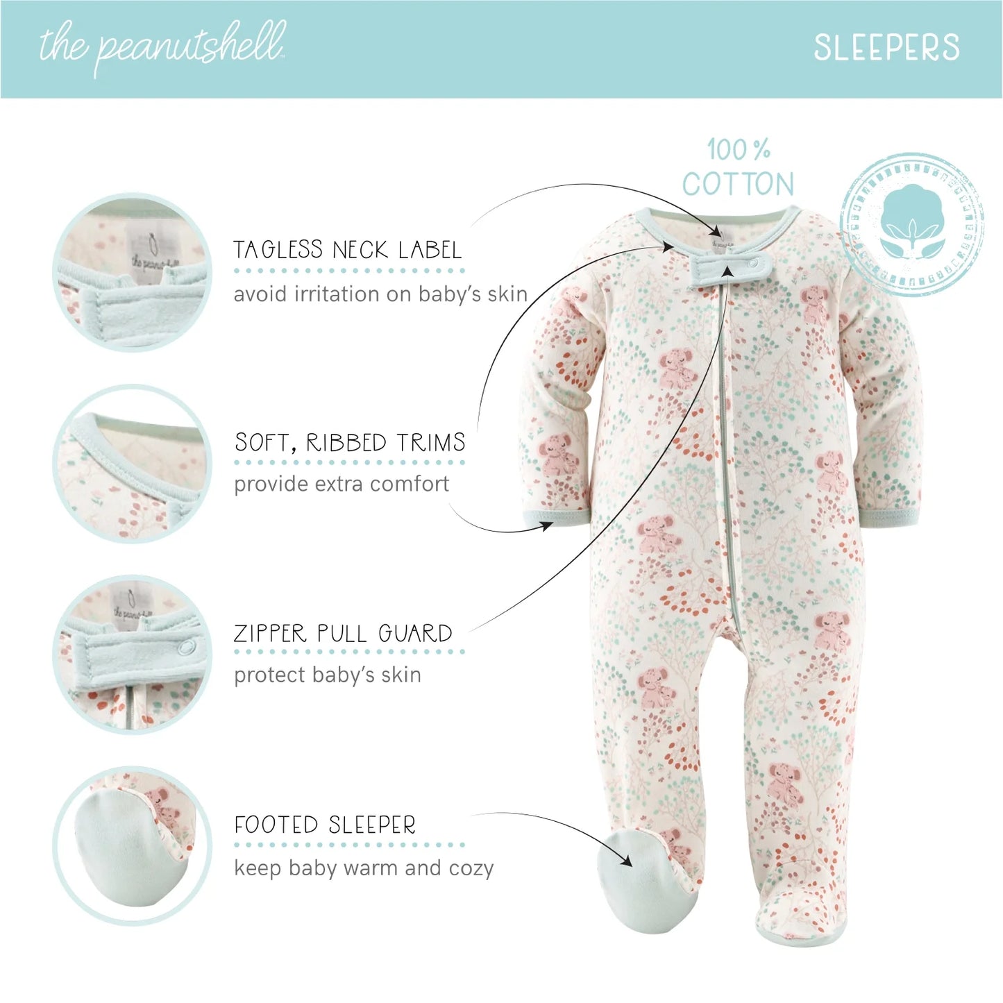 Newborn Layette Gift Set, Pink Floral Elephant, 30 Essential Pieces, 0-3 Months