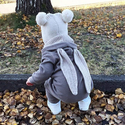 Newborn Baby Boy Girl Romper Cotton Cute Bunny Long Sleeves Zipper Hoodie Infant Pajamas Bodysuits Jumpsuit Outwear